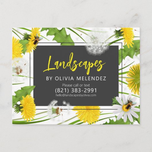 Natuurlijke Grasverzorging Service Paardenbloem &  Briefkaart (Voorkant)