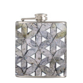 Natuurlijke grijze steenmozaïek, levensbloem heupfles (Voorkant)