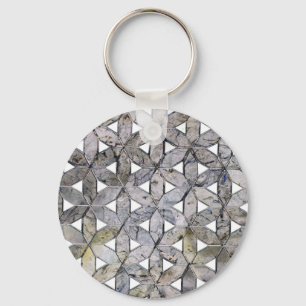 Natuurlijke grijze steenmozaïek, levensbloem sleutelhanger