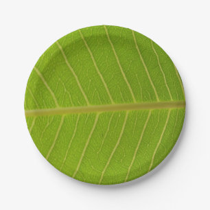 Natuurlijke groene blad en lichtgele lijn ontwerp papieren bordje