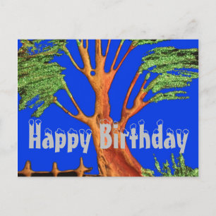 Natuurlijke Happy Birthday Colorful Blue sky Acaci Briefkaart