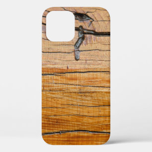 Natuurlijke houten achtergrond, houten plak en org iPhone 12 hoesje