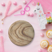 Natuurlijke houtnerf rustieke feestelijke bruiloft papieren bordje (Feest)