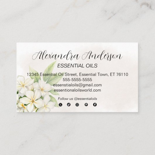 Natuurlijke Jasmijn etherische oliën Waterverf Blo Visitekaartje (Achterkant)
