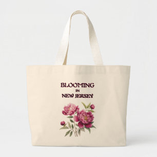 NATUURLIJKE KATOENEN PAARSE PIOENEN WINKELEN STRAN GROTE TOTE BAG