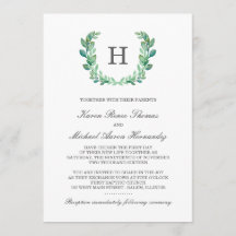 Natuurlijke krans bruiloft uitnodiging