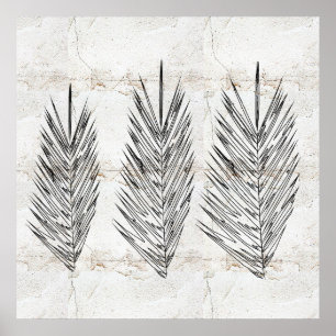 Natuurlijke Muur Abstracte Palmbladeren Tekening Poster