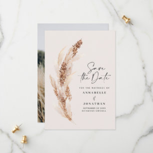 natuurlijke pampas gras trouwfoto behalve datum save the date