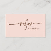 Natuurlijke perzik en bruin modern handgeschreven aanbevelingskaartje (Voorkant)