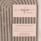 Natuurlijke perzik en bruin modern handgeschreven aanbevelingskaartje