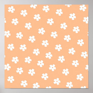 Natuurlijke proppy Peach White Hippie Flower Patte Poster