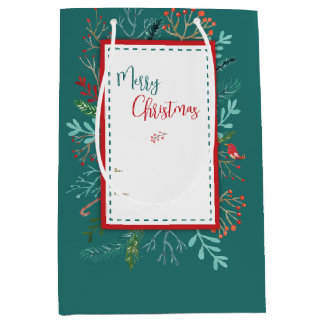 Natuurlijke Rustieke Kerstmis Medium Cadeauzakje