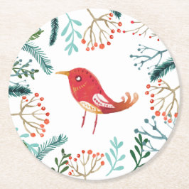 Natuurlijke Rustieke Kerstmis Ronde Kartonnen Onderzetter