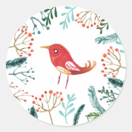 Natuurlijke Rustieke Kerstmis Ronde Sticker