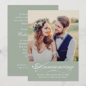 Natuurlijke Sage Calligrafie Foto Ontvangst Kaart (Voorkant / Achterkant)