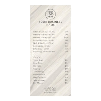 Natuurlijke Spa Salon Prijslijst Rack Card Reclamekaart