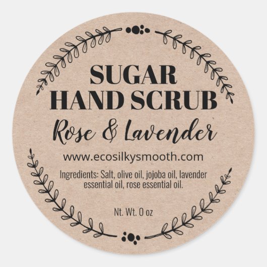 Natuurlijke suiker Hand Scrub Kraft Labels (Voorkant)
