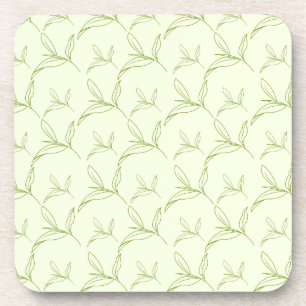 Natuurlijke Tea Leaf Mint Green Naadloos Patroon Bier Onderzetter