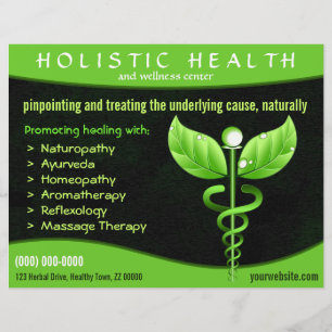 Natuurlijke Therapie Groene Caduceus Symbool Horiz Flyer