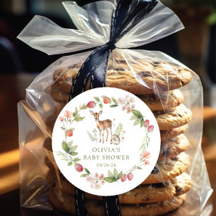 Natuurlijke verrukking herten baby shower ronde sticker