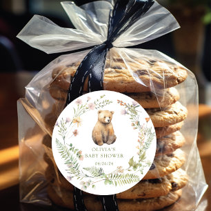 Natuurlijke Vreugde Beer Baby Shower Ronde Sticker