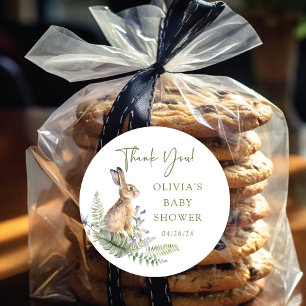 Natuurlijke Vreugde Konijn Baby Shower Ronde Sticker