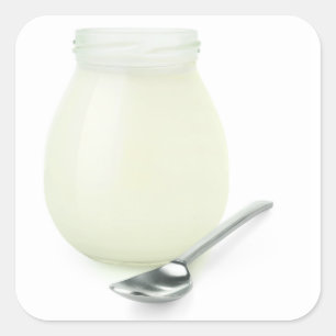 Natuurlijke yoghurt vierkante sticker