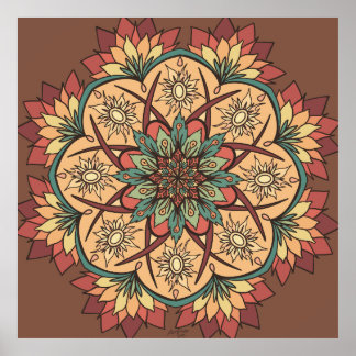 Natuurlijke Zon Aarde Rhythm Mandala Poster