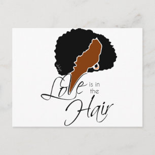 Natuurlijke zwarte haarhaar Liefde zit in de Hai Briefkaart