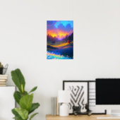 Natuur's Canvas, Sunset Glow over Valley Poster (Thuiskantoor)