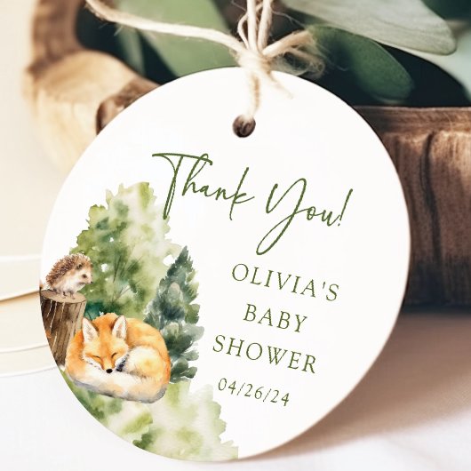 Natuur's Delight Fox Baby shower Favor Gift Label