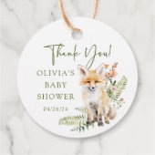 Natuur's Delight Fox Baby shower Favor Gift Label (Achterkant)
