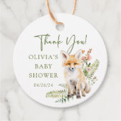 Natuur's Delight Fox Baby shower Favor Gift Label (Voorkant)
