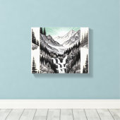 Natuur's Essence: Zwart & Wit Landschap T-Shirt Canvas Afdruk (Insitu (Houten vloer))