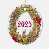 Natuur's Holiday Wreath Keramisch Ornament (Links)