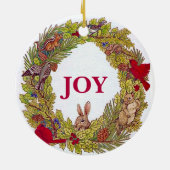 Natuur's Holiday Wreath Keramisch Ornament (Achterkant)