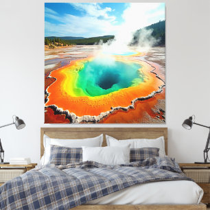 Natuur's kleurrijke Hot Spring Art Canvas Afdruk