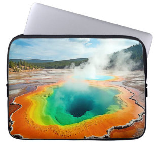 Natuur's kleurrijke Hot Spring Art Laptop Sleeve