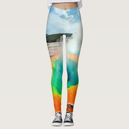 Natuur's kleurrijke Hot Spring Art Leggings (Voorkant)