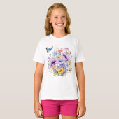 Natuur's Palette: Meisjes Vlinder T-shirt (Voorkant volledig)