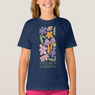 natuur's symfonie kleurrijke minimalistische retro t-shirt