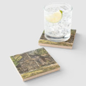 NATUURSTEEN LOG CABINE WALL ART ONDERZETTER (Zijkant)