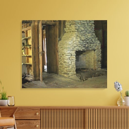 Natuurstenen open haard canvas afdruk (Insitu (Woonkamer))