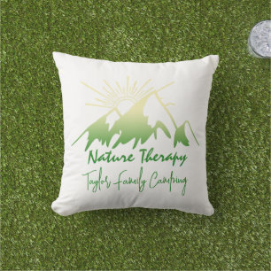 Natuurtherapie Familie camping gepersonaliseerd Buitenkussen