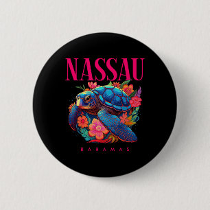 Nau Bahamas Floral Beach Schildpad Souvenir Ronde Button 5,7 Cm