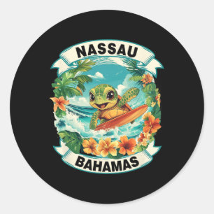 Nau Hamas Schattige Zeeschildpad Surft Zomer Vakan Ronde Sticker