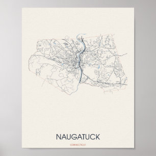 Naugatuck, carte de rue poster du Connecticut –