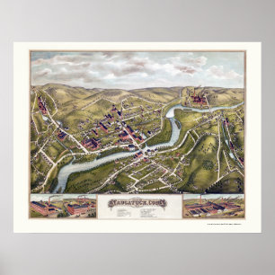 Naugatuck, CT Panoramic Map - 1877 Poster