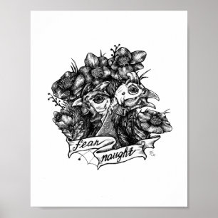 NAUGHT: Guinee-Tattoo Kunst (witte achtergrond) Poster