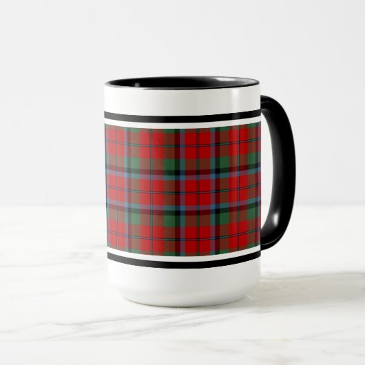 Naughton Clan Tartan Pattern Red Pset Mok (Voorkant rechts)
